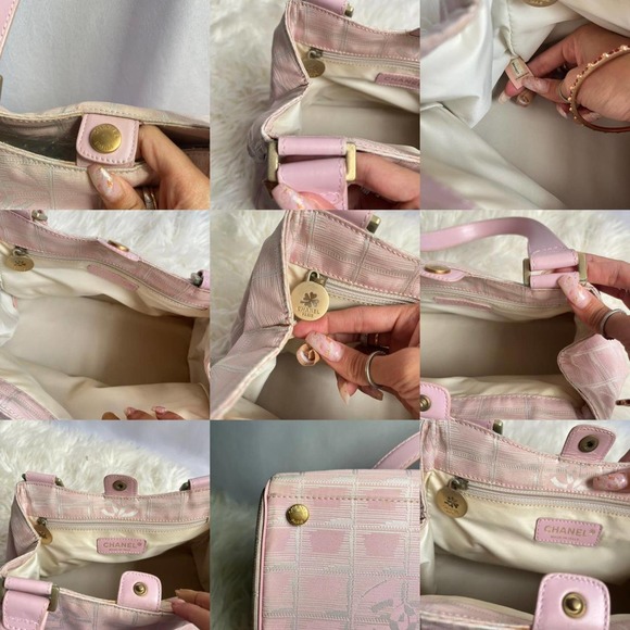 2000s Authentic Baby Pink Chanel Travel Monogram Purse with CC and Chanel Clover - Picture 2 of 3
